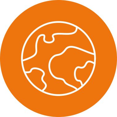 Dünya Harita Simgesi, Renkli Vektör İllüstrasyonu