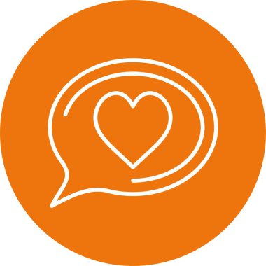 kalp simgesi ile konuşma balonu, basit vektör illüstrasyonu