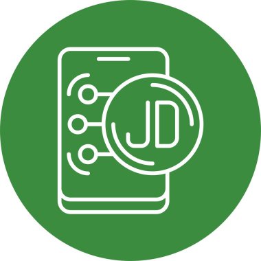 Ürdün Dinar para birimi simgesi, vektör illüstrasyonu