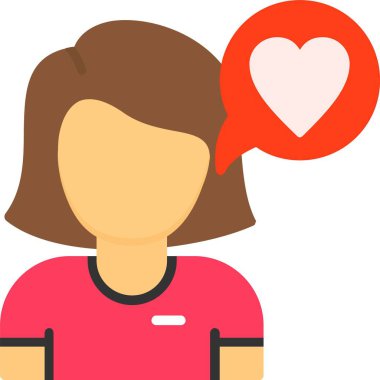 Düz bir kalp ikonu olan kadın avatarı