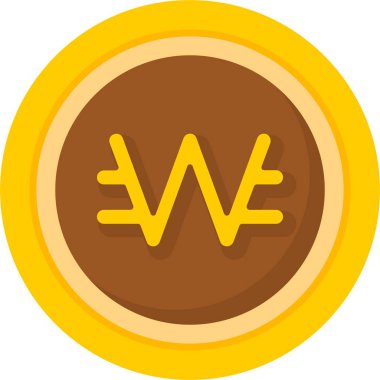 Güney Kore Won para birimi simgesi, vektör illüstrasyonu