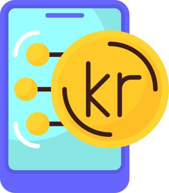 Norveç Kronu para birimi simgesi, vektör illüstrasyonu