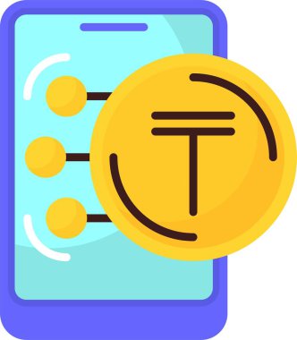 Kazakistan Tenge ikon vektör illüstrasyonu