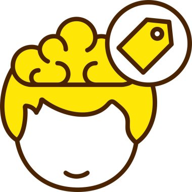 Vektör illüstrasyonu, insan düşüncesinin simgesi, Etiket