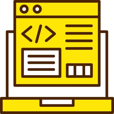 Kodlama, Programlama Simgesi, Renkli Vektör İllüstrasyonu