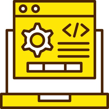 Kodlama, Programlama Simgesi, Renkli Vektör İllüstrasyonu