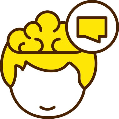 Vektör illüstrasyonu, insan düşüncesinin simgesi, İç Diyalog