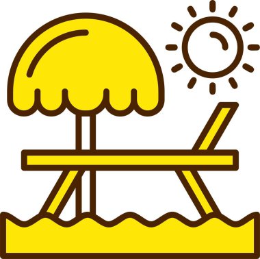 yaz şemsiyesi ve plaj sandalyesi basit vektör çizimi tasarımı