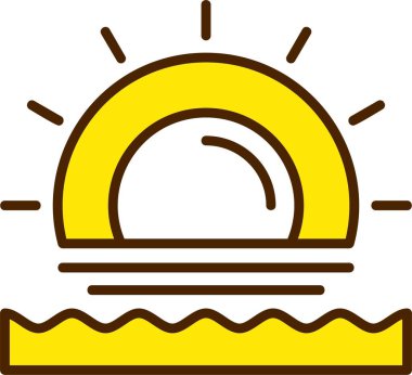 Plaj günbatımı simgesi, vektör illüstrasyonu