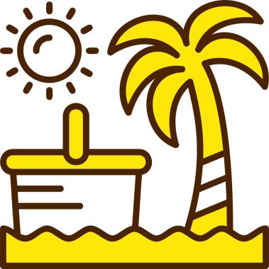 Plaj simgesi, vektör illüstrasyonu basit tasarım