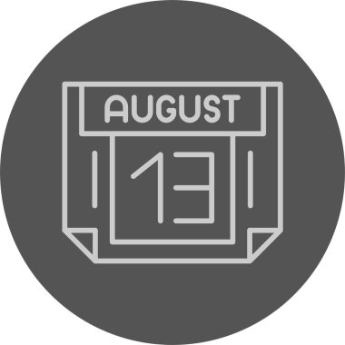 13 Ağustos tarihi, takvim simgesi vektör illüstrasyonu