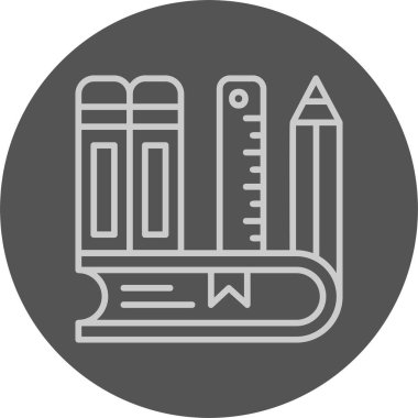 Okul Malzemeleri Web Simgesi, Basit İllüstrasyon