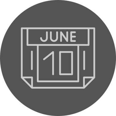 10 Haziran tarihi, takvim simgesi vektör illüstrasyonu 