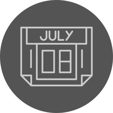 8 Temmuz tarihi, takvim ikonu vektör illüstrasyonu 