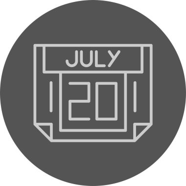 20 Temmuz tarihi, takvim ikonu vektör illüstrasyonu 