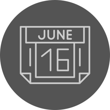 16 Haziran tarihi, takvim simgesi vektör illüstrasyonu 