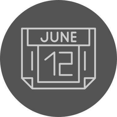 12 Haziran tarihi, takvim simgesi vektör illüstrasyonu 