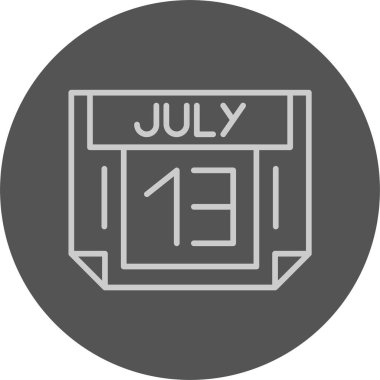 13 Temmuz tarihi, takvim ikonu vektör illüstrasyonu 