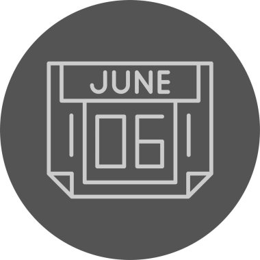 6 June date,  calendar  icon vector illustration  clipart