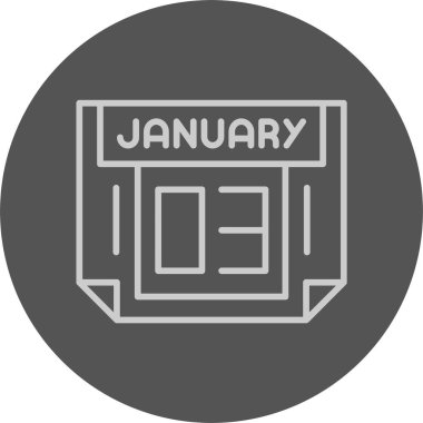 3 Ocak takvim ikonu vektör illüstrasyonu