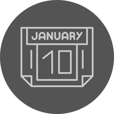 10 Ocak takvim ikonu vektör illüstrasyonu