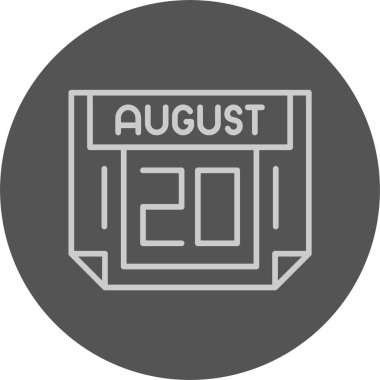 20 Ağustos tarihi, takvim ikonu vektör illüstrasyonu