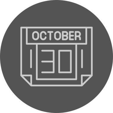 30 Ekim tarihi, takvim simgesi vektör illüstrasyonu