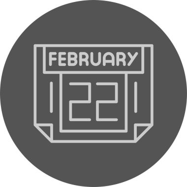 22 Şubat takvim simgesi. tarihin vektör illüstrasyonu  