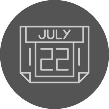22 Temmuz tarihi, takvim ikonu vektör illüstrasyonu 