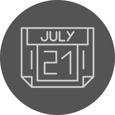 21 Temmuz tarihi, takvim ikonu vektör illüstrasyonu 