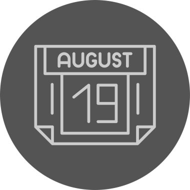 19 Ağustos tarihi, takvim ikonu vektör illüstrasyonu