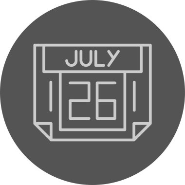 26 Temmuz tarihi, takvim ikonu vektör illüstrasyonu 