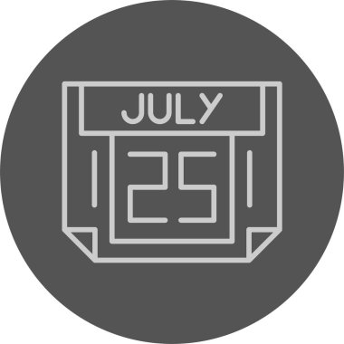 25 Temmuz tarihi, takvim ikonu vektör illüstrasyonu 