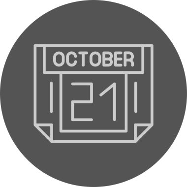 21 Ekim tarihi, takvim simgesi vektör illüstrasyonu