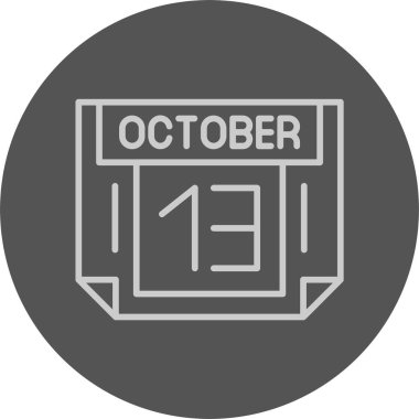  13 Ekim tarihi, takvim simgesi vektör illüstrasyonu