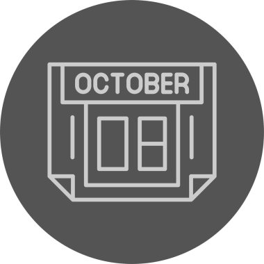 8 Ekim tarihi, takvim simgesi vektör illüstrasyonu