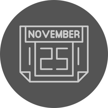 25 Kasım tarihi, takvim ikonu vektör illüstrasyonu