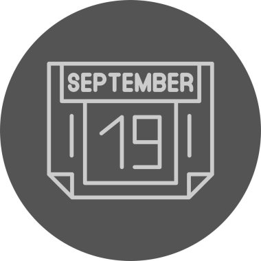 19 Eylül takvim ikonu vektör illüstrasyonu