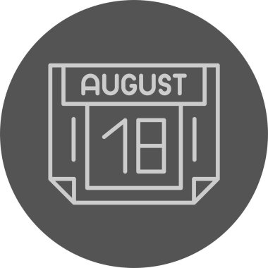 18 Ağustos tarihi, takvim simgesi vektör illüstrasyonu