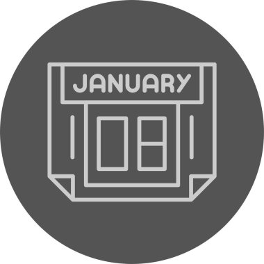 8 Ocak takvim ikonu vektör illüstrasyonu