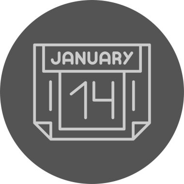 14 Ocak takvim ikonu vektör illüstrasyonu