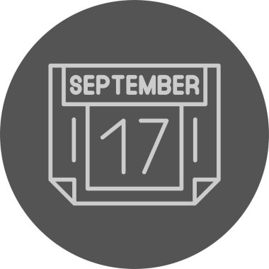 17 Eylül takvim ikonu vektör illüstrasyonu