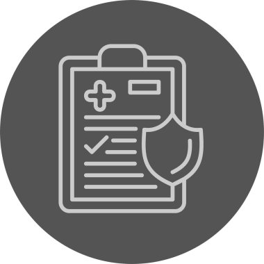 Tıbbi Sigorta Politikası Simgesi, Vektör İllüstrasyonu 