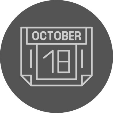 18 Ekim tarihi, takvim simgesi vektör illüstrasyonu