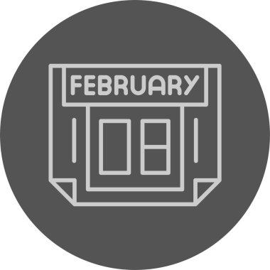 8 Şubat takvim simgesi. tarihin vektör illüstrasyonu  