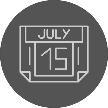 15 Temmuz tarihi, takvim ikonu vektör illüstrasyonu 