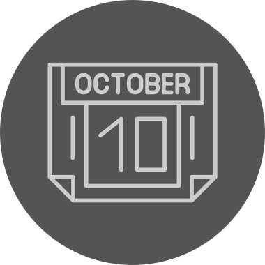 10 Ekim tarihi, takvim simgesi vektör illüstrasyonu