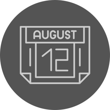 12 Ağustos tarihi, takvim simgesi vektör illüstrasyonu