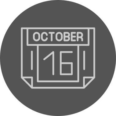 16 Ekim tarihi, takvim simgesi vektör illüstrasyonu