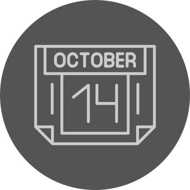 14 Ekim tarihi, takvim simgesi vektör illüstrasyonu